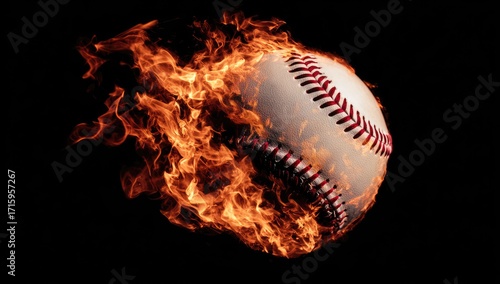 Burning baseball on black background (1)