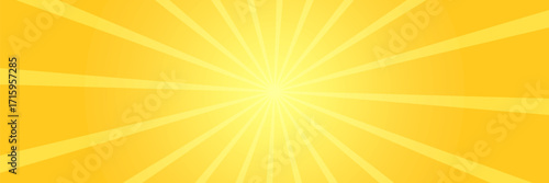 Yellow banner with Sun rays, lines background, light