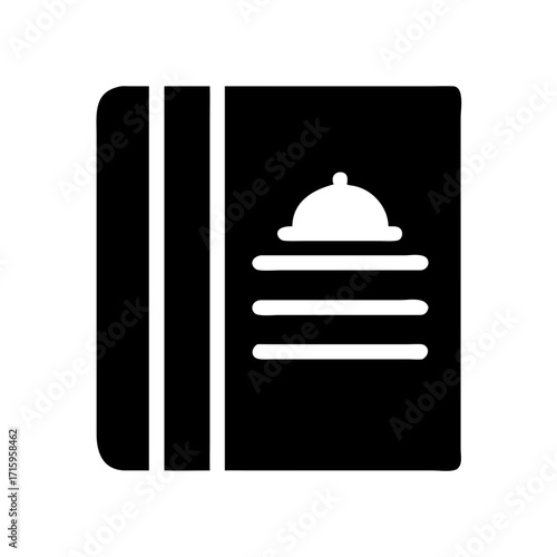 Menu book icon, black minimal style (Black Vector / Illustration Style)