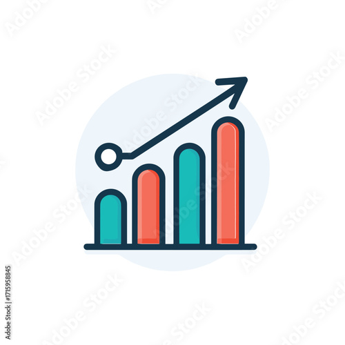 Colorful bar graph showing growth trend over time