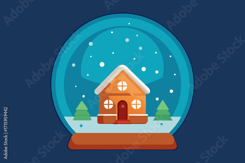 Charming Winter Scene A Cozy House in a Snow Globe