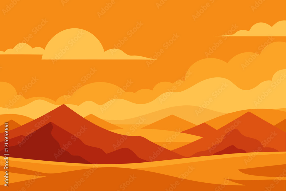 Obraz premium Desert Sky With Blazing Golden Sunset Tones