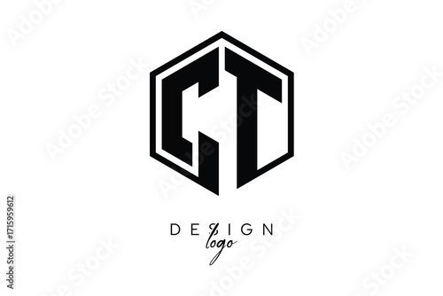 CT Polygon Monogram Logo – Modern Hexagon Shield Emblem for Creative Branding & Identity Design