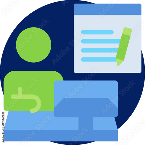 Copywriter icon isolated on white background. vector illustration icon for digital nomad