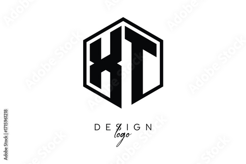 XT Polygon Monogram Logo – Modern Hexagon Shield Emblem for Creative Branding & Identity Design