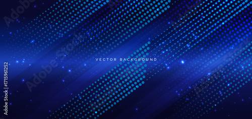 Abstract blue dotted pattern diagonal lines on dark blue background. Modern background concept.