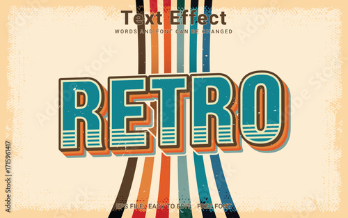 Vintage retro text effect, Editable text effect in illustrator