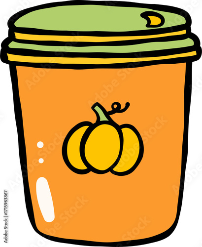 Pumpkin Spice Latte Cartoon Hand Drawn