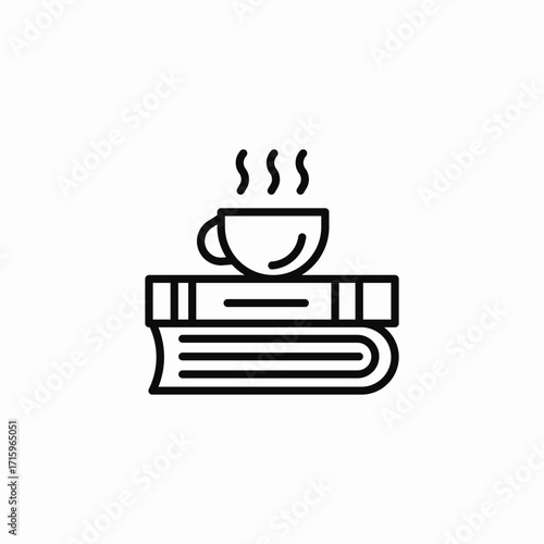 coffee books cozy icon sign vector