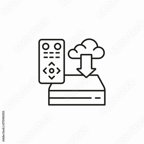 cloud streaming box icon sign vector