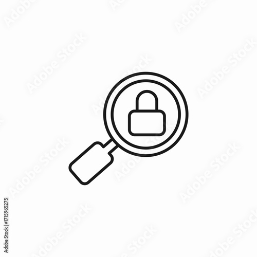 magnifying glass lock icon sign vector