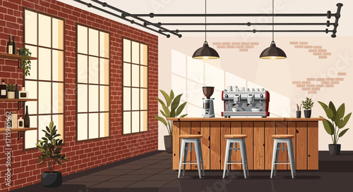 A charming cafe interior showcasing an inviting space for coffee enjoyment