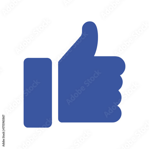 A blue thumbs up icon on a white background indicating approval or agreement and positive feedback given