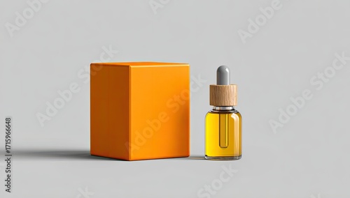Orange box beside clear amber dropper bottle