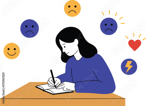 Woman Expressing Emotions Through Writing Therapy