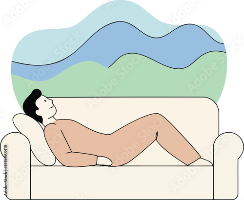 Person relaxing on a comfortable couch indoors