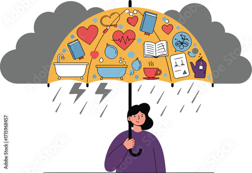 Self Care Umbrella Protects From Stormy Weather