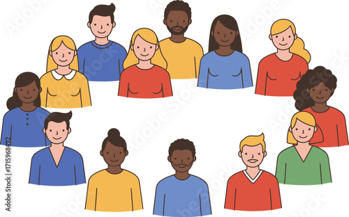 Diverse group of people standing in a circle