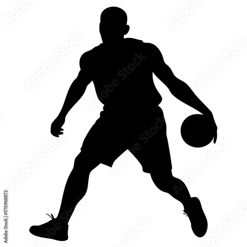Basketball Front View Silhouette Vector Illustration Minimal Black and White Game Design
