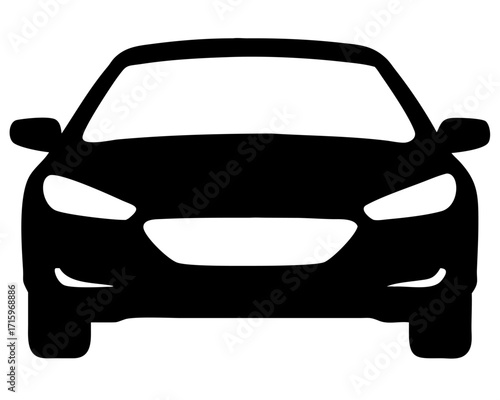 Car Front View Silhouette Vector Illustration Minimal Black and White Vehicle Design
