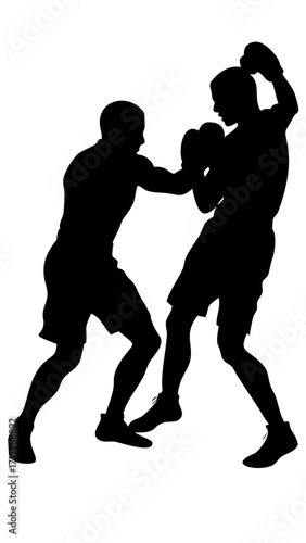 Boxers in Action Silhouettes Vector Illustration Minimal Black and White Sports Design
