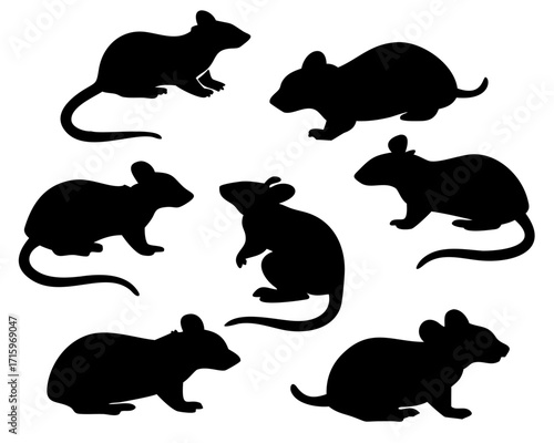 Rats and Mice Silhouettes Vector Illustration Minimal Black and White Design of Rodents
