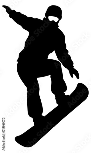 Snowboarder Jumping Silhouette Vector Illustration Minimal Black and White Sports Design
