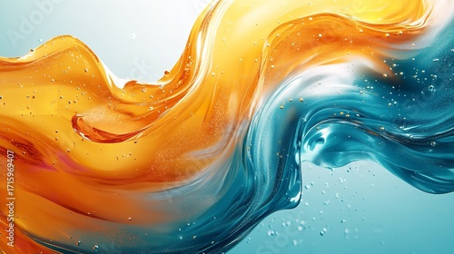 3D Rendering of Swirling Multi-Colored Liquid Paints