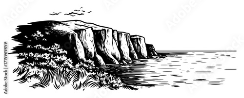 rocky cliff by the sea coastal landscape