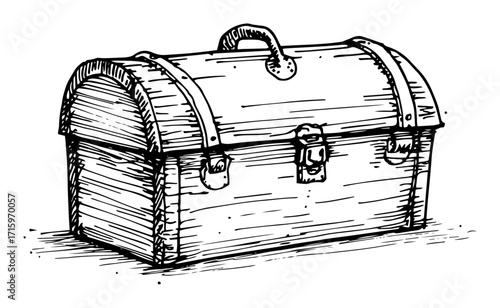 old treasure chest box hand drawn