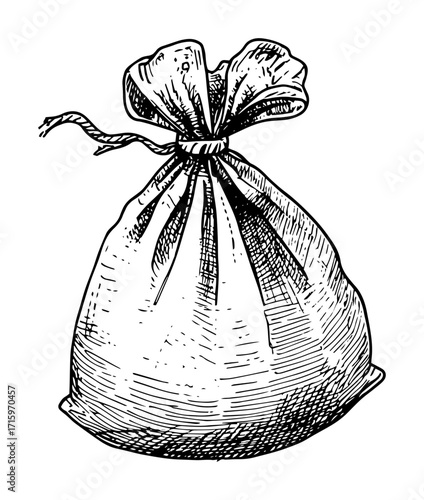 money bag hand drawn vintage sketch