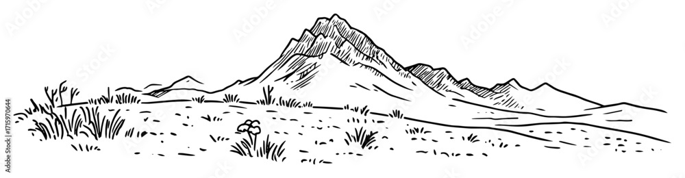 Fototapeta premium mountain range landscape line art