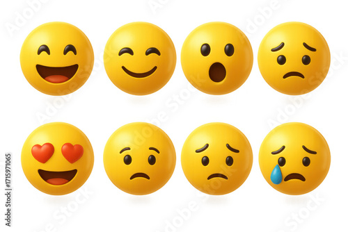 Colorful 3d emoji set featuring various expressions