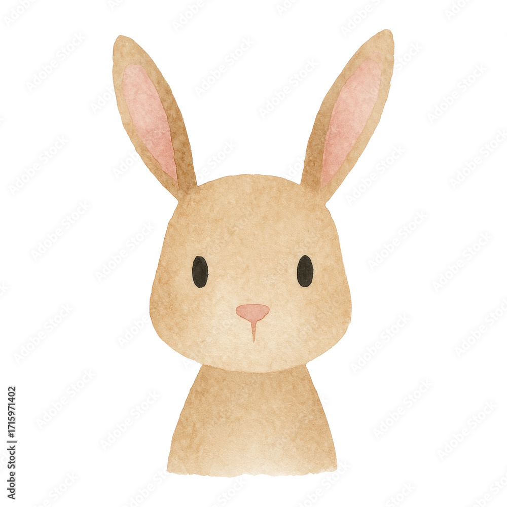 Obraz premium PNG Cute watercolor bunny illustration.