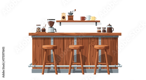 Inviting rustic coffee bar scene with vintage flair illustration