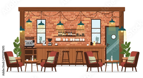 Inviting vector illustration of a cozy coffee shop interior scene