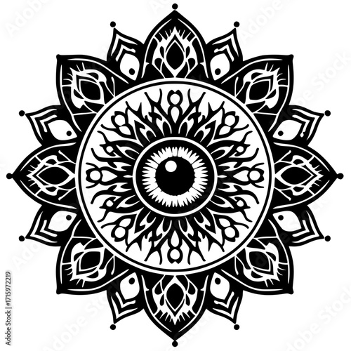 One-eyed mandala silhouette
