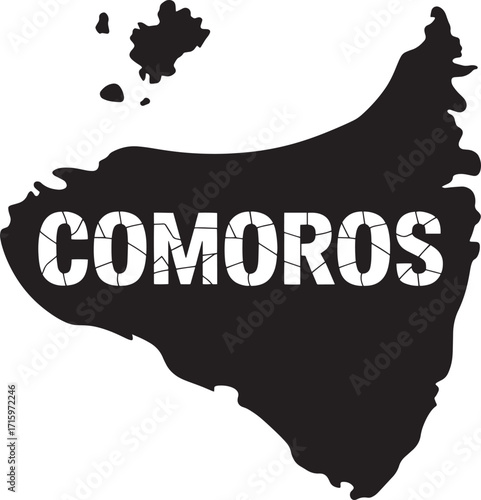 Detailed Vector Map of Comoros with Country Name Overlayed on Transparent Background for Design Projects