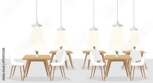 Stylish Restaurant Interior Illustration with Minimalist Design Elements