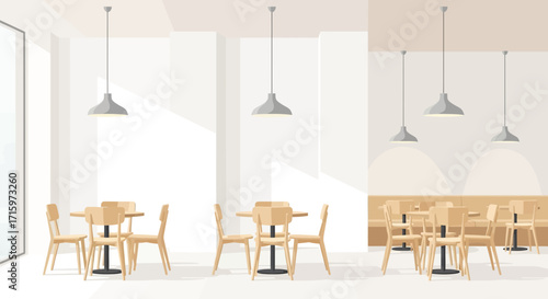Stylish Restaurant Interior with Minimalist Furnishings and Neutral Tones
