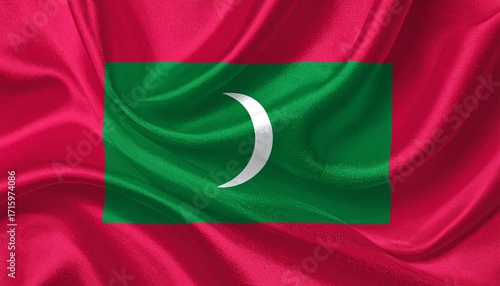 Free Download Maldives flag with red field, green rectangle, and white crescent—symbolic geometry evokes sacrifice, peace, and Islamic identity in bold minimalist national composition. - GFXLoad