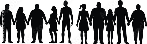 Diverse group silhouette holding hands together representing unity community togetherness 