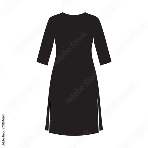 Elegant Black Midi Dress Silhouette with Side Slits A Stylish and Versatile Fashion Essential for Modern Women's Wardrobes