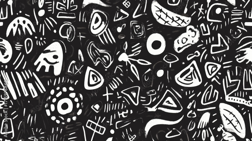 Naklejka premium Abstract Black and White Patterns with Dynamic Geometric Shapes