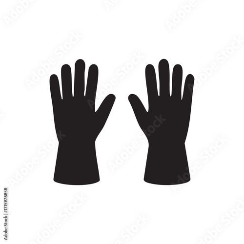 Pair of Protective Gloves Emphasizing Safety and Hygiene with a Clean Simple Black Silhouette Against a White Background