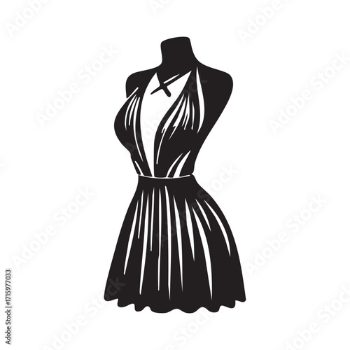 Stylized Fashion Illustration Chic Dress Form Silhouette Elegant Design for Boutique Brand or Creative Project