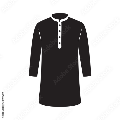 Elegant Black Kurta Silhouette A Symbol of Traditional Style and Cultural Richness Expressed in Clothing Design