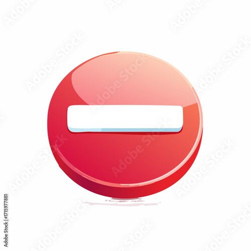 Vibrant Red Minus Sign Symbol for Deletion, Prohibition, and Removal Concepts – Modern Glossy Warning Icon