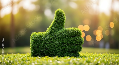 Green Thumbs Up Shape Topiary in a Garden Setting
