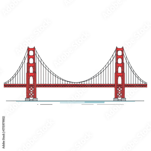Golden Gate Bridge - Iconic San Francisco Landmark Illustration.